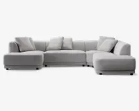 Sofa U-shape grå/beige højrevendt