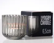 Lyngby fyrfadsstage glas røgfarvet H.6,5 cm