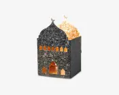 Hus t/fyrfadslys metal 7x8x13 cm