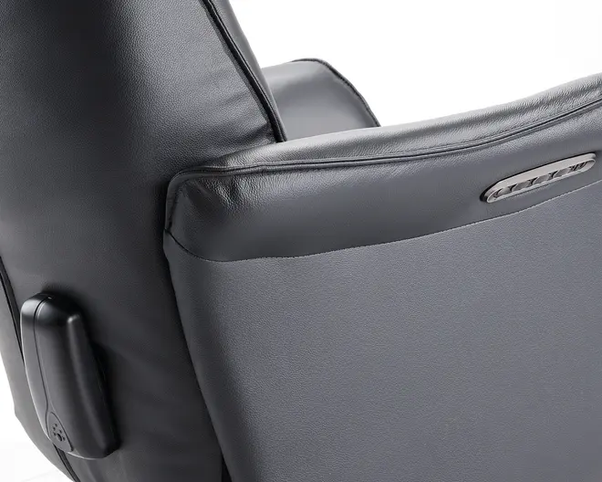 Drejestol m/indbygget fodskammel sort læder