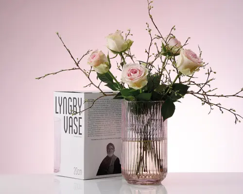 Lyngby vase glas pink H.20 cm