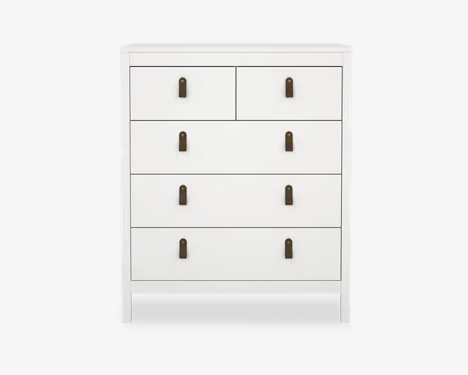 Kommode Madrid med 5 skuffer hvid