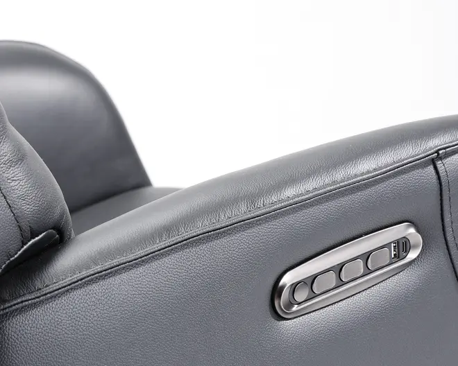 Drejestol m/indbygget fodskammel sort læder