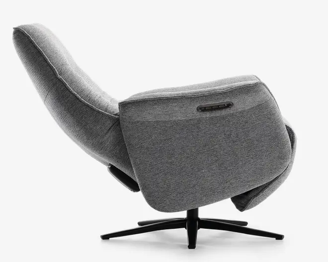 Drejestol m/indbygget fodskammel grå stof