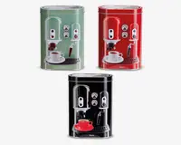 Kaffedåse m. kaffemaskine print H.19 cm 