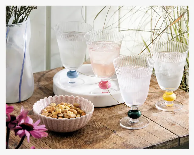 Vinglas Klar/Pink H.13,5 cm