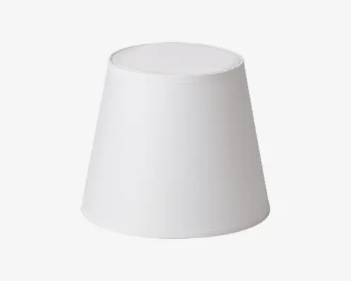 En enkel, hvid, konisk beholder med en glat overflade og en let udvidet bund. Den øverste kant er afrundet, og designet er minimalistisk uden synlige mønstre, teksturer eller håndtag.
