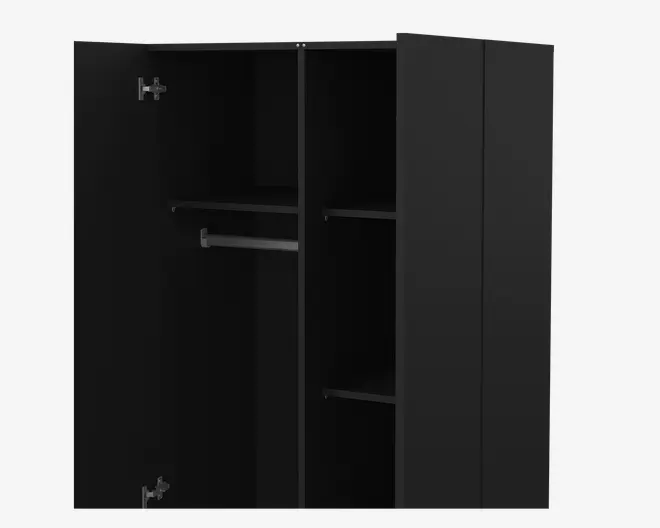 Garderobeskab sort med 2 låger