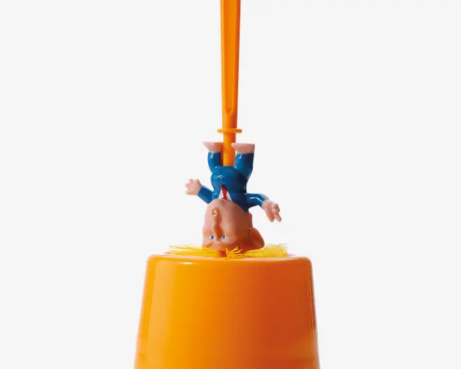 Toiletbørste orange mand plast H.37 cm