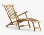Sammenklappelig loungestol i træ med lameldesign, højt ryglæn, brede armlæn og forlænget benstøtte for ekstra komfort. Den naturlige træfinish fremhæver åretegningen, og stolens konstruktion gør den nem at transportere og opbevare.