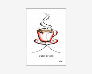 A3 Plakat Kaffe Elsker Malet