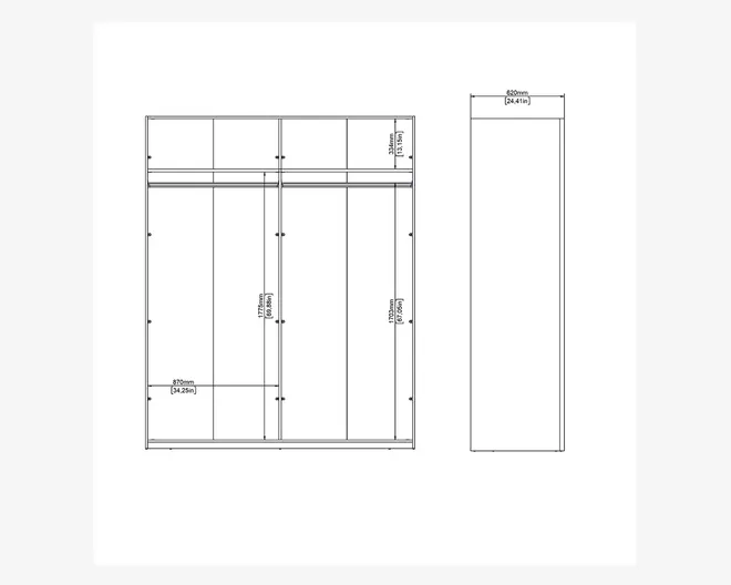 Garderobeskab Case grå B. 179 x H. 221 cm