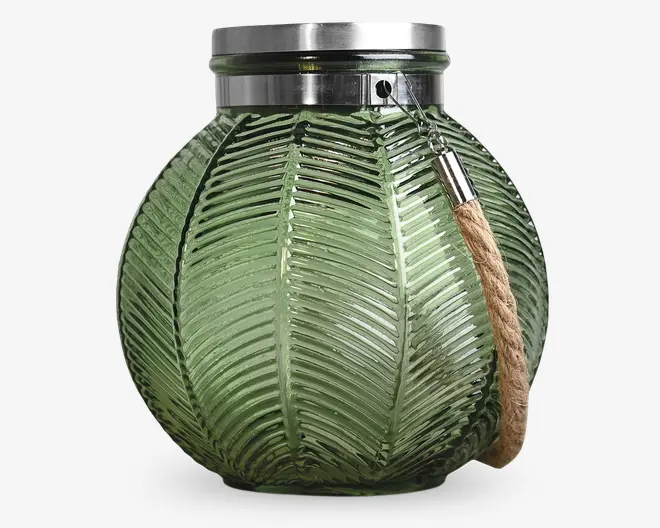 Solar lanterne grøn glas H.17 cm 