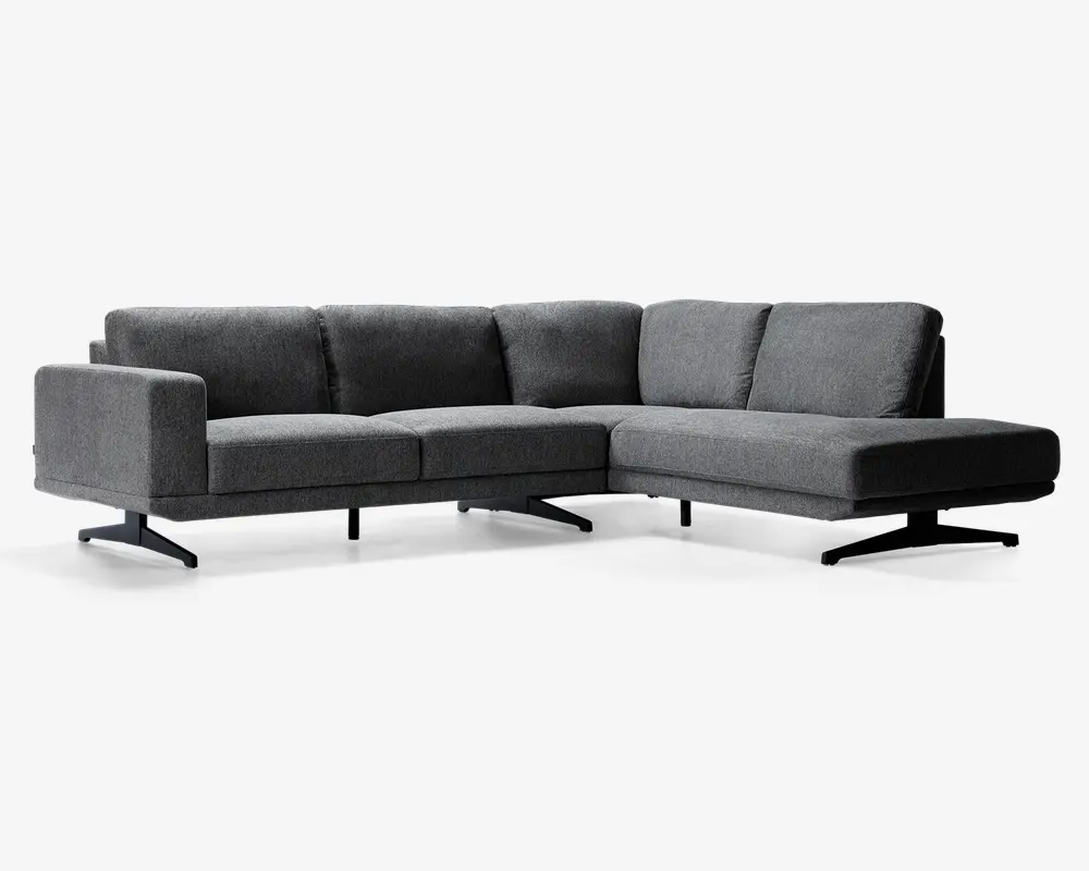 Sofa m. åben afslutning grå højrevendt