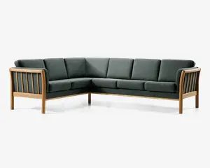 Hjørnesofa grøn med massive trægavle