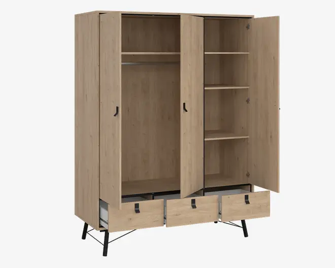 Garderobeskab Ry m. 3 låger og 3 skuffer