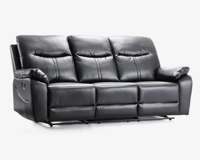 Sofa 3 pers med recliner sort