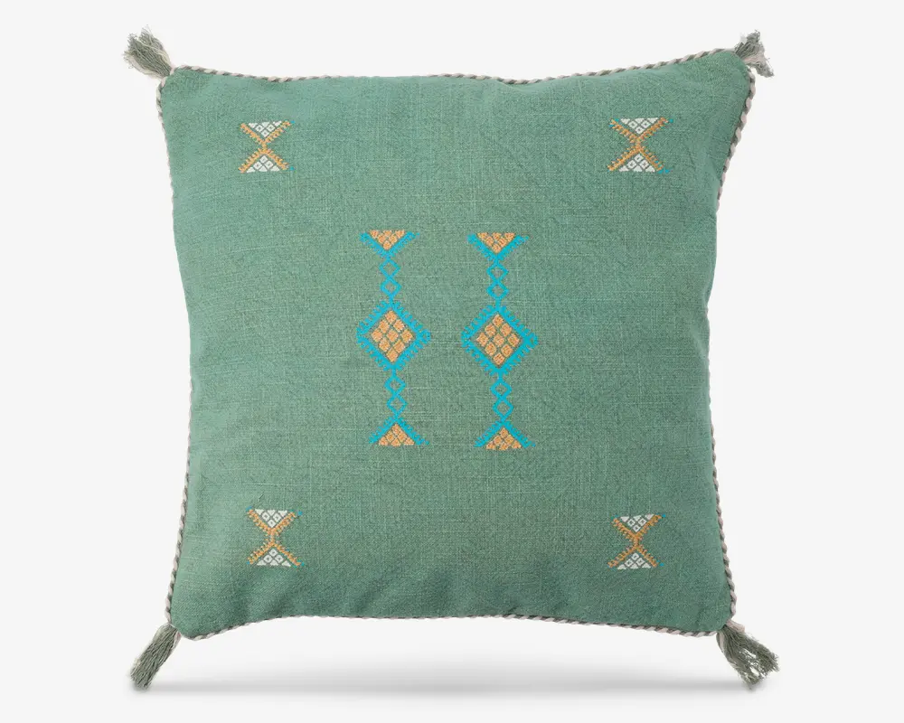Pude broderi/kvast grøn 45x45 cm 