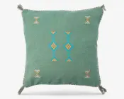 Pude broderi/kvast grøn 45x45 cm 