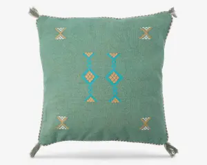 Pude broderi/kvast grøn 45x45 cm