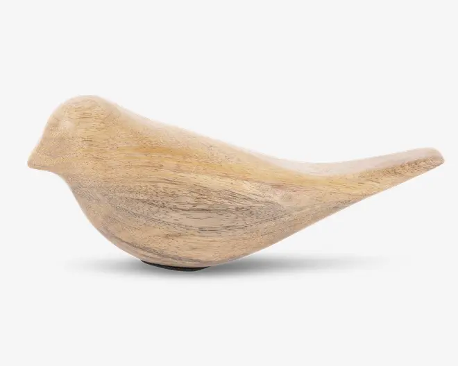 Figur fugl lys natur H.9,5 cm 