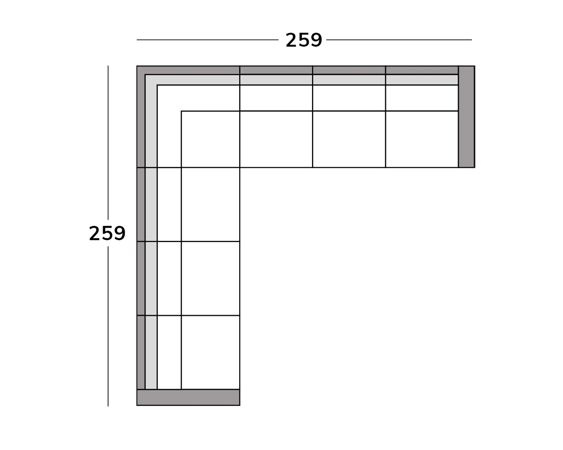 Viser en 7-personers sofaopstilling fra Skandinavisk Design.