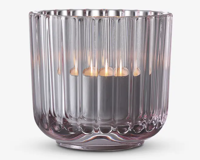 Lyngby fyrfadsstage glas pink H.6,5 cm 