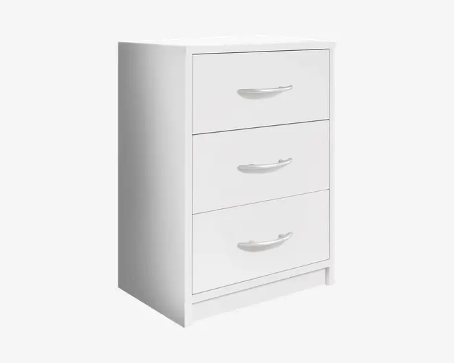 Sengebord Pepe med 3 skuffer hvid