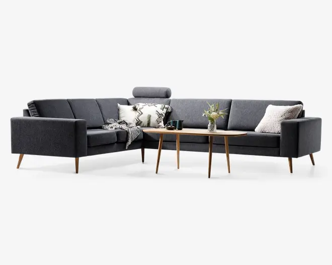 Hjørnesofa Sienna i gråt stof