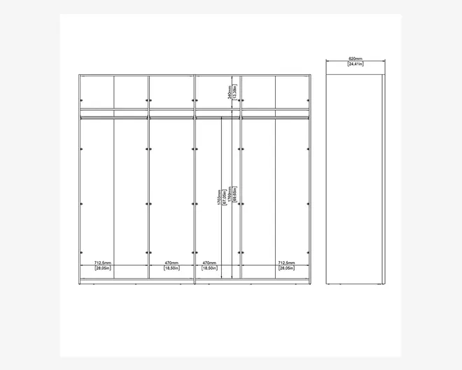  Garderobeskab Case grå B. 244 x H. 221 cm