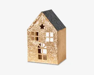 Hus t/fyrfadslys metal 7x5x12 cm