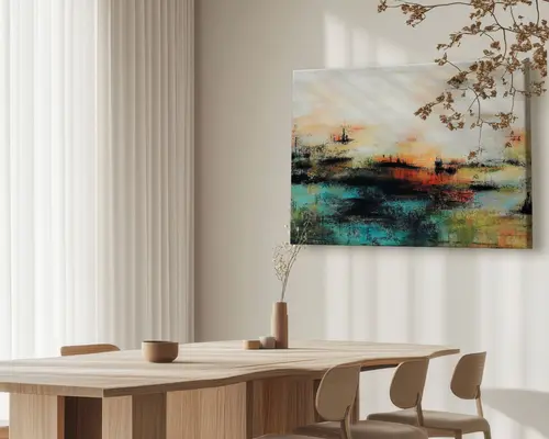 Maleri abstrakt hav 120x150 cm