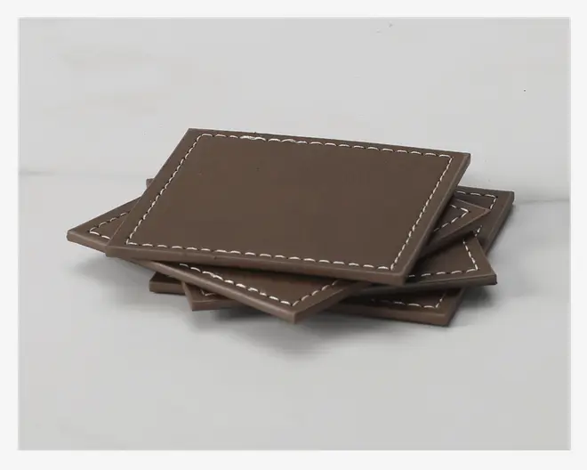Coaster Brun PU 4 Stk. 10x10 cm
