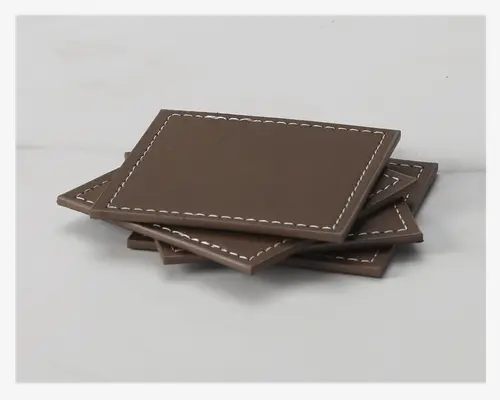 Coaster Brun PU 4 Stk. 10x10 cm
