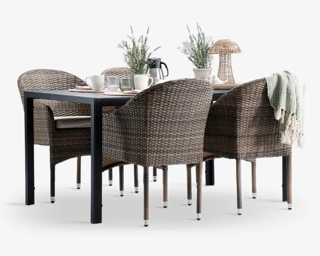 Havebord sort nonwood 90x150 cm