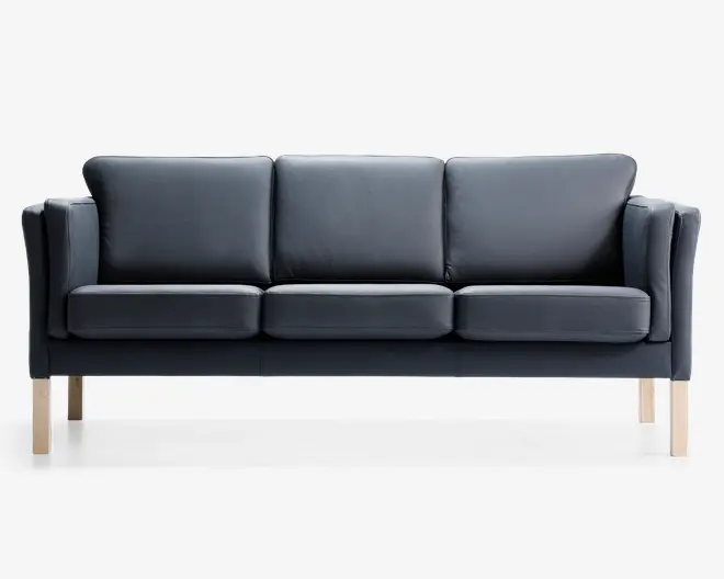 Sofa 3 pers. klassisk design sort læder