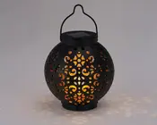 Solar lanterne m. mønster sort H.9,5 cm 