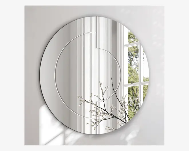 Spejl indgravering I Ø.80 cm  