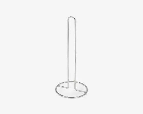 Elegant, minimalist holder lavet af blankt metal med en rund base og en høj, lodret stang. Det åbne design gør det nemt at sætte ting i og tage dem ud. Basen har en opdelt sektion for stabilitet og for at holde genstande oprejst. Den polerede overflade giver et moderne udtryk, og den solide konstruktion sikrer holdbarhed.