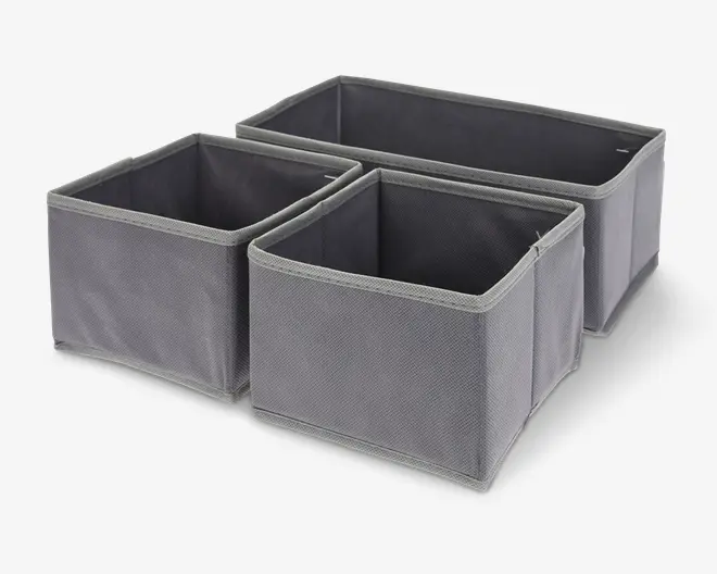 Opbevaringskasser grå 3 stk. 