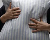 Pude striber lyseblå/hvid 50x50 cm 