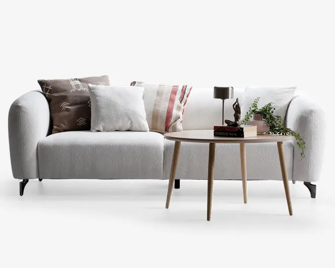 Sofa 3 pers. lys beige møbelstof