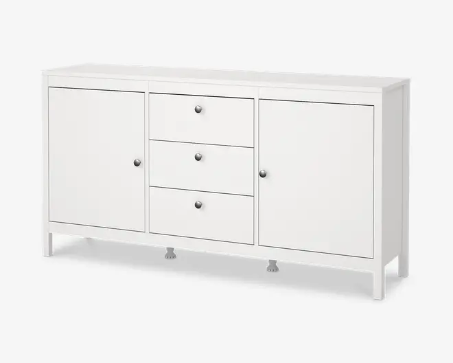 Skænk Madrid hvid med 3 skuffer