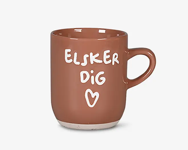 Krus 'Elsker dig' brun 