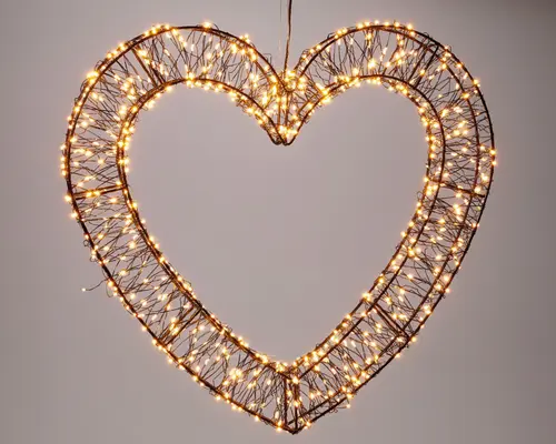 Hjerte 500 LED sort 38x36 cm