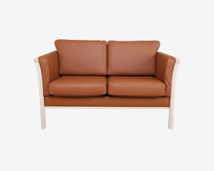 Sofa 2 Pers. Luksus Tremmesofa Cognac/Bøg