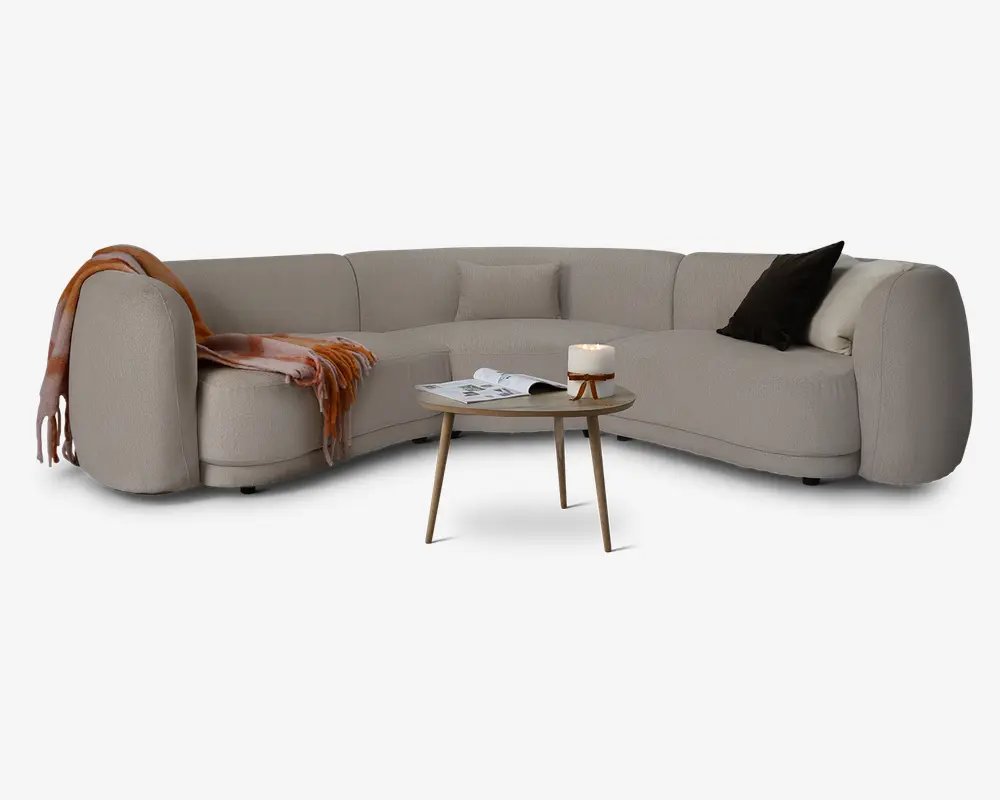 Hjørnesofa beige møbelstof