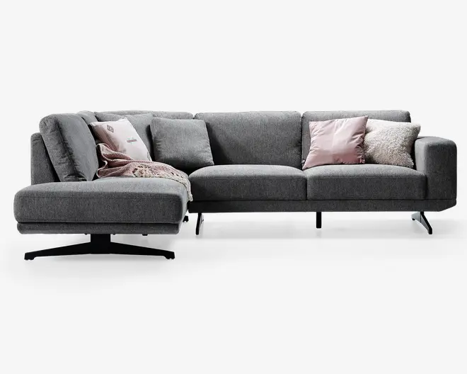 Sofa m. åben afslutning grå venstrevendt