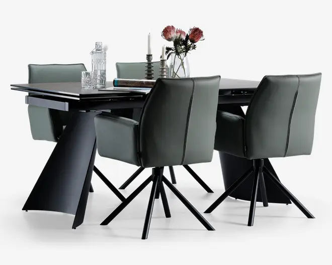 Spisebord i glas/keramik med udtræk