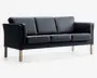 Sofa 3 pers. klassisk design sort læder